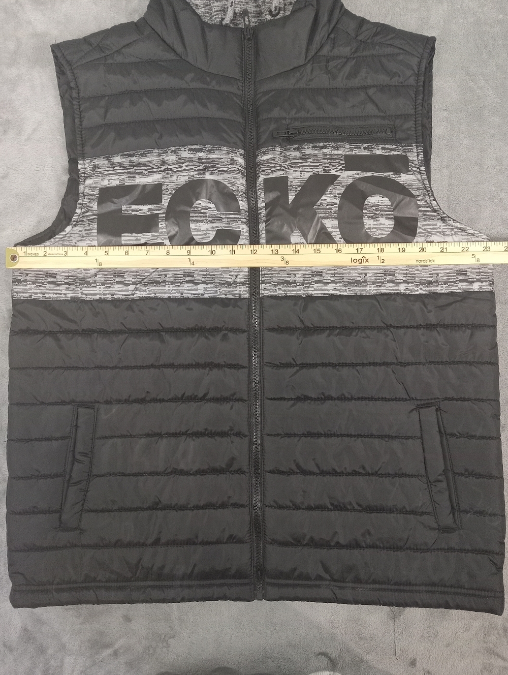 ECKO Men's Quilted Puffer Vest in Black & Heather Gray Size Large NWT - Picture 13 of 14